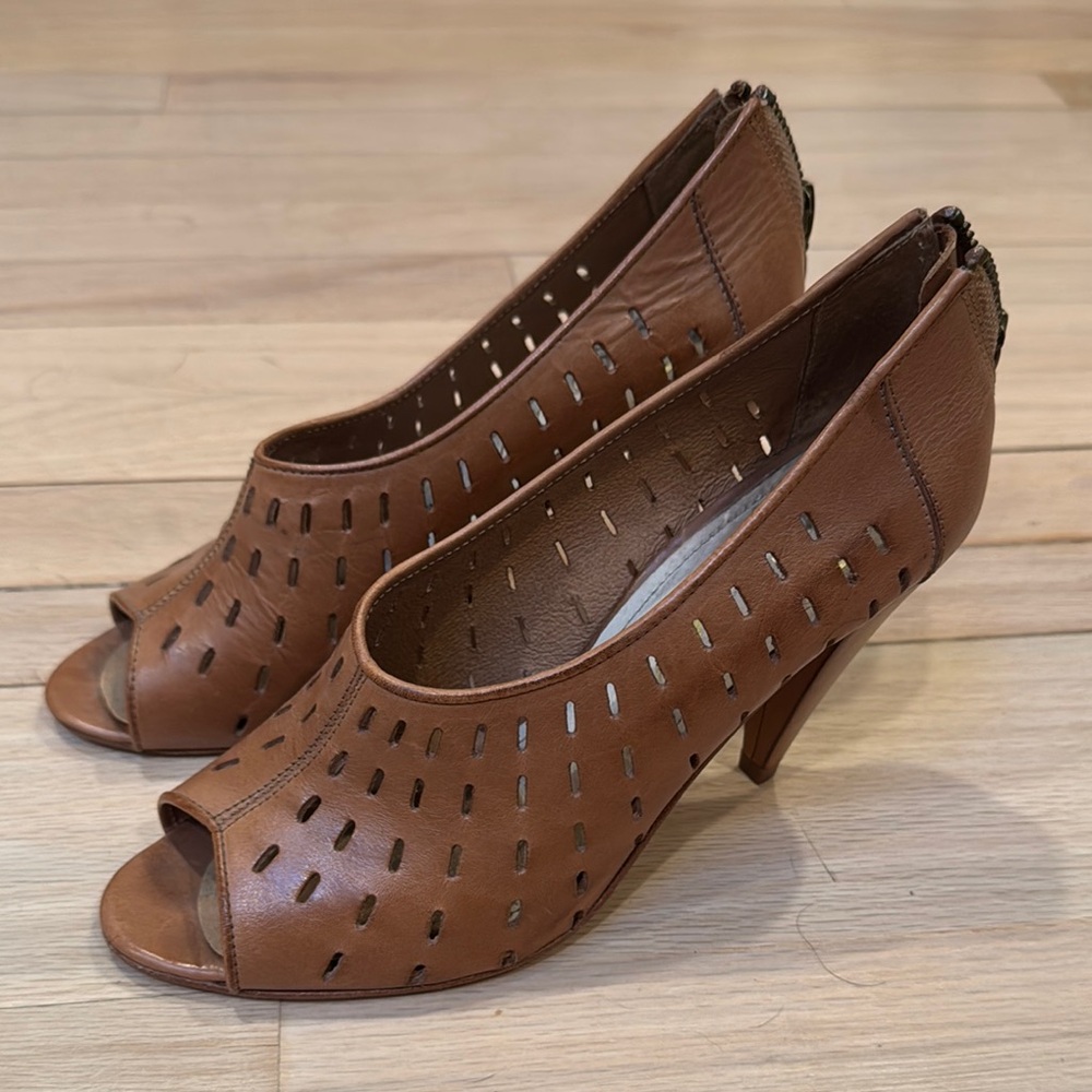Rowen Tan Peep-Toe Heels